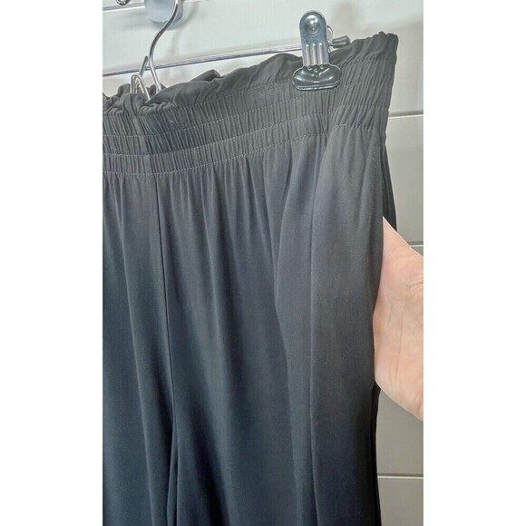 Abercrombie & Fitch Womens Pants Black L Pull On Wide Leg Lagenlook Minimalist - Picture 2 of 8